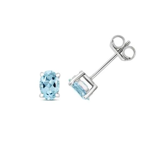 Aquamarine Oval Claw Set Studs